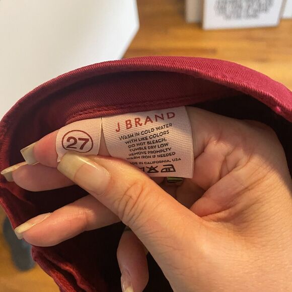 J Brand Black Cherry Red Slight Stretch Mid-Rise Skinny Leg Denim Jeans 27 - Picture 8 of 9